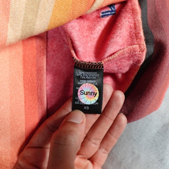 Aviator Nation Serape Bolt Striped Hoodie Womens XS Made In USA Faded Multicolor - Picture 5 of 12